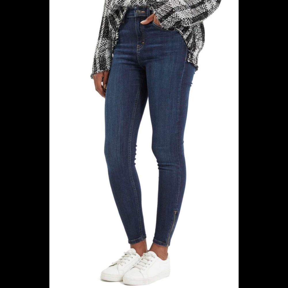 TopShop Moto 'Jamie' Ankle Zip Skinny Jeans Blue